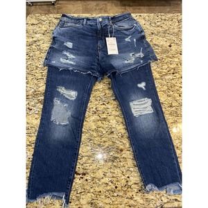trafaluc zara Laides Sz 4 Jeans W/Overlay Shorts.